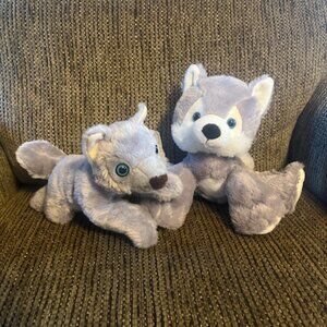 Two Fiesta Grey Stuffed Wolves